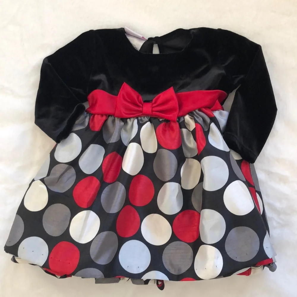 Jessica Ann satin and velour dress size 3-6m - Picture 1 of 3